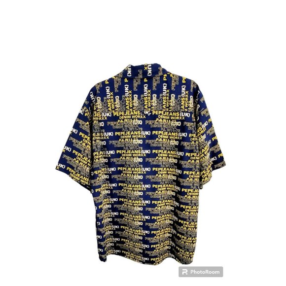 Pepe Jeans London Men's Button Up Shirt All Over Print Short Sleeves Size XL - Picture 2 of 15
